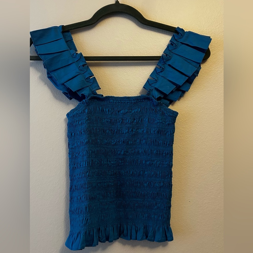 Ramy Brook Blue Smocked top